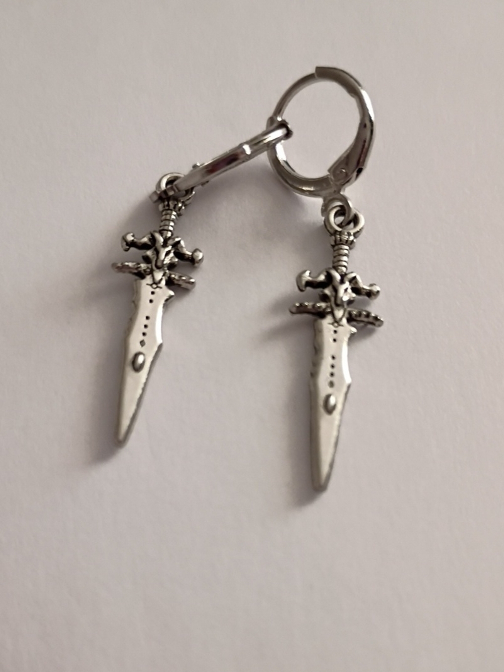 Style Silver Dagger Drop Earrings - Pair